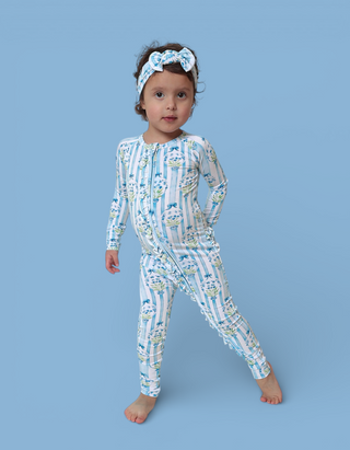 HEIRLOOM BLUE BLOOMS DREAM RUFFLE ROMPER