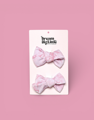 BLUSH BUNNY TOILE DREAM BOW HAIR CLIPS