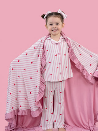 SWEETHEART STRIPES DREAM RUFFLE BLANKET