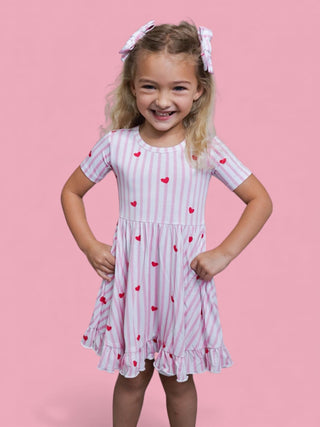 SWEETHEART STRIPES DREAM RUFFLE DRESS