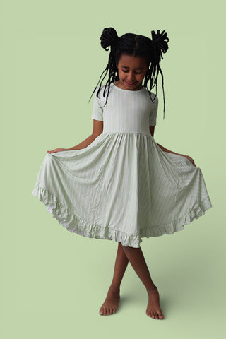 SPRINGTIME STRIPE DREAM RUFFLE DRESS