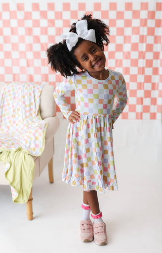LUCKY CHARM CHECKS DREAM RUFFLE DRESS
