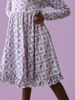 ICY WONDERLAND LONG SLEEVE DREAM RUFFLE DRESS