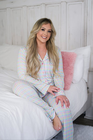 SPRING GINGHAM WOMEN’S LONG SLEEVE RELAXED DREAM SET