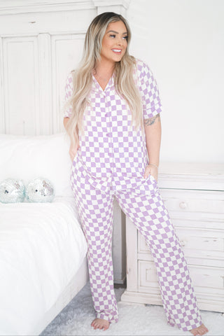 PERIWINKLE CHECKS WOMEN’S RELAXED FLARE DREAM SET