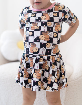 SMILEY CUP OF CHECKERS DREAM BODYSUIT DRESS