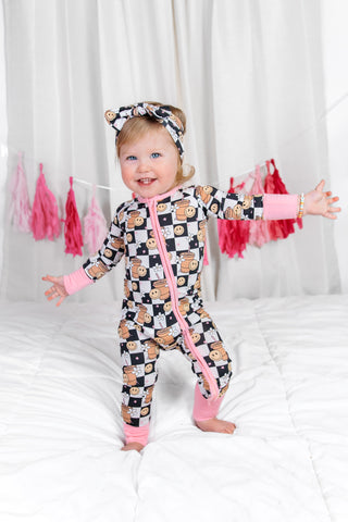 SMILEY CUP OF CHECKERS DREAM ROMPER