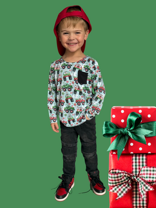 REVVED UP FOR CHRISTMAS DREAM LONG SLEEVE POCKET TEE