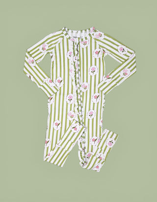ROSIE'S MEADOW STRIPES DREAM RUFFLE ROMPER