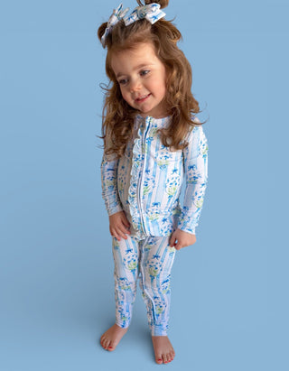 HEIRLOOM BLUE BLOOMS DREAM RUFFLE ROMPER