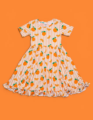 orange fruit print dress Ivy Jane