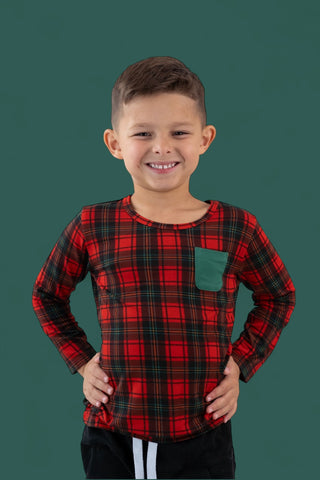 TARTAN CHEER DREAM LONG SLEEVE POCKET TEE