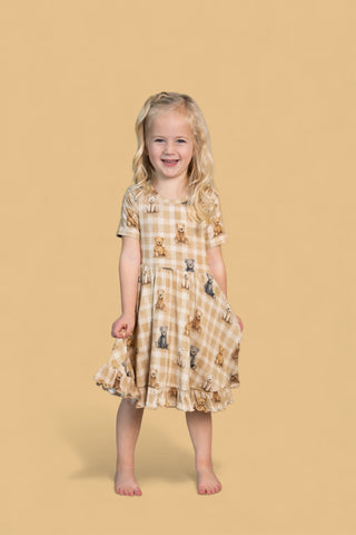 TEDDY CHECK DREAM RUFFLE DRESS