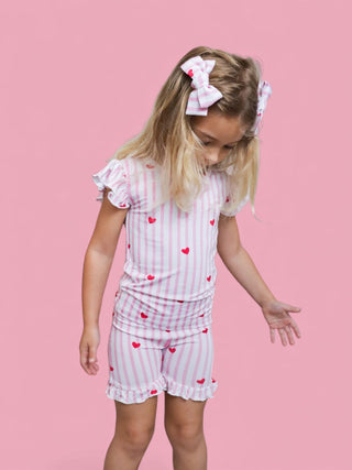 SWEETHEART STRIPES DREAM RUFFLE SHORT SET