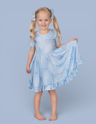 BLUE HAZE DREAM RUFFLE DRESS