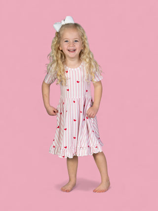 SWEETHEART STRIPES DREAM RUFFLE DRESS