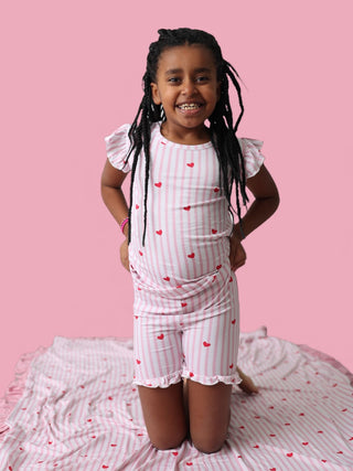 SWEETHEART STRIPES DREAM RUFFLE SHORT SET