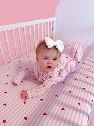 SWEETHEART STRIPES DREAM CRIB SHEET