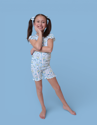 HEIRLOOM BLUE BLOOMS DREAM RUFFLE SHORT SET