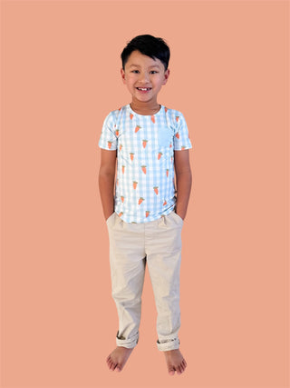 SPRING HARVEST CHECK DREAM POCKET TEE