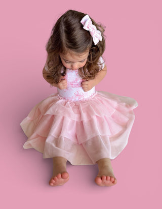 BLUSH BUNNY TOILE DREAM BOW HAIR CLIPS