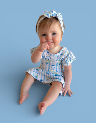 HEIRLOOM BLUE BLOOMS DREAM CAP SLEEVE BODYSUIT DRESS