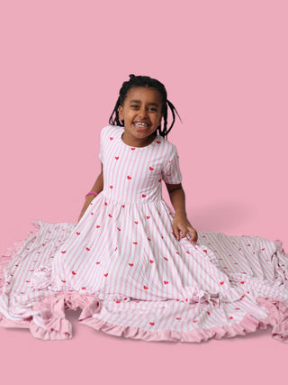 SWEETHEART STRIPES DREAM RUFFLE DRESS