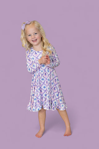 ICY WONDERLAND LONG SLEEVE DREAM RUFFLE DRESS