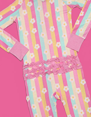 DAISY STRIPE DELIGHT DREAM RUFFLE ROMPER