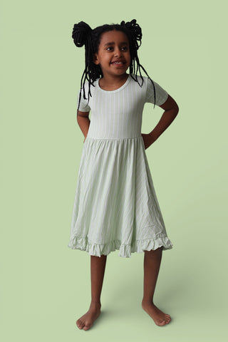 SPRINGTIME STRIPE DREAM RUFFLE DRESS