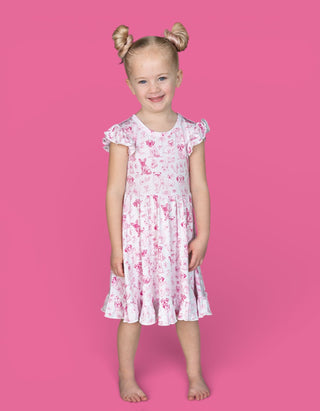 PINK PUPPY TOILE DREAM CAP SLEEVE RUFFLE DRESS