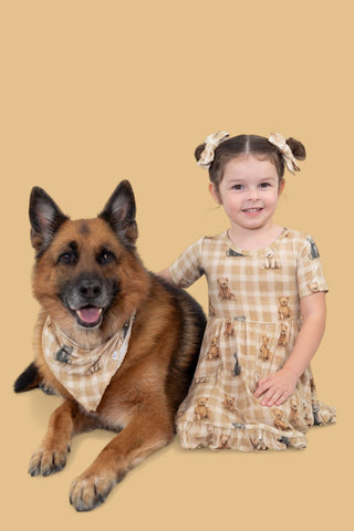 TEDDY CHECK DREAM DOG BANDANA