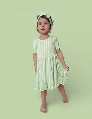 SPRINGTIME STRIPE DREAM RUFFLE DRESS