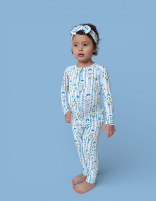 HEIRLOOM BLUE BLOOMS DREAM RUFFLE ROMPER