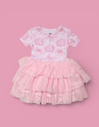 pink and white toile dress Drew Knit Dress