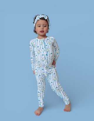 HEIRLOOM BLUE BLOOMS DREAM RUFFLE ROMPER