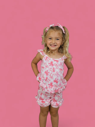 BOW CHECKERED CHARM DREAM RUFFLE SHORTS