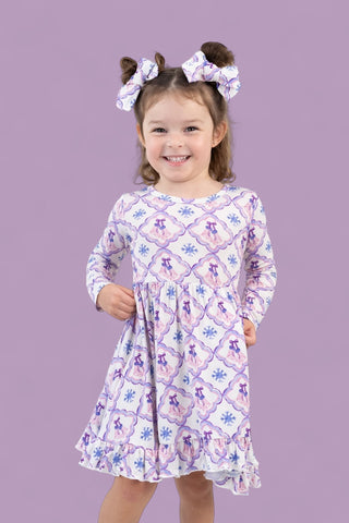 ICY WONDERLAND LONG SLEEVE DREAM RUFFLE DRESS