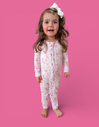 PINK PUPPY TOILE DREAM RUFFLE ROMPER