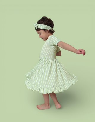 SPRINGTIME STRIPE DREAM RUFFLE DRESS