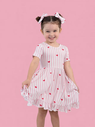 SWEETHEART STRIPES DREAM RUFFLE DRESS