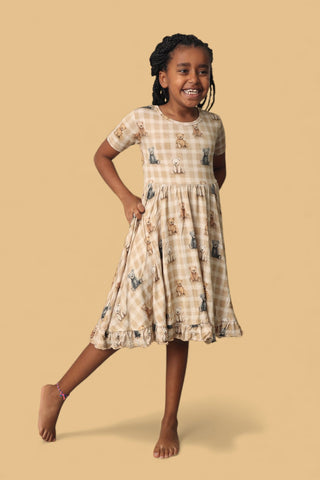 TEDDY CHECK DREAM RUFFLE DRESS