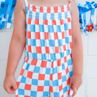 ALL AMERICAN CHECKS DREAM SMOCKED JUMPSUIT