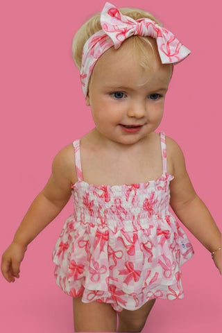 BOW CHECKERED CHARM DREAM SMOCKED TIERED BODYSUIT DRESS