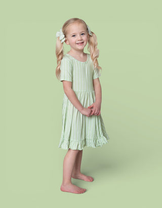 SPRINGTIME STRIPE DREAM RUFFLE DRESS