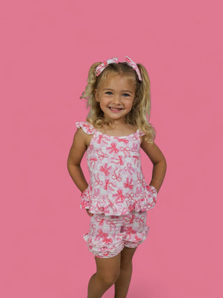 BOW CHECKERED CHARM DREAM RUFFLE SHORTS