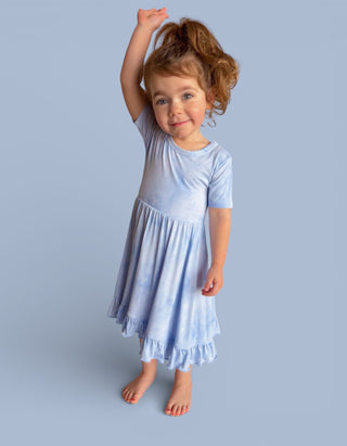 BLUE HAZE DREAM RUFFLE DRESS