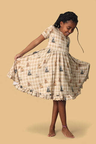 TEDDY CHECK DREAM RUFFLE DRESS