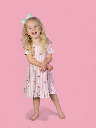 SWEETHEART STRIPES DREAM RUFFLE DRESS