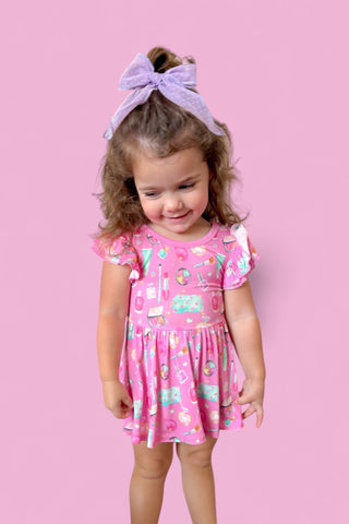 GLAMOUR MAGIC DREAM RUFFLED CAP SLEEVE BODYSUIT DRESS